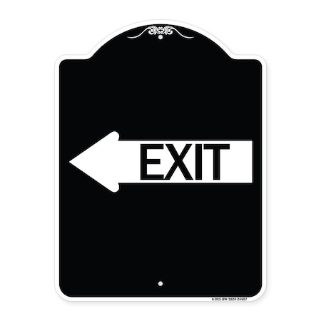 Signmission Exit With Left Arrow Heavy-Gauge Aluminum Architectural Sign, 24" H, 18" L, BW-1824-24607 A-DES-BW-1824-24607